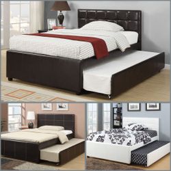 Full Twin Expresso Trundle Bed With Ortho Mattress Included!!