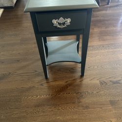 Wood End Table Side Table Painted Grey