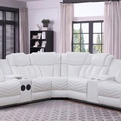 Power Reclining Sectional With Blue Tooth 