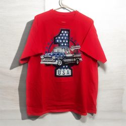 USA Truck T-Shirt XLarge Gildan Heavy Cotton Red Patriotic Graphic