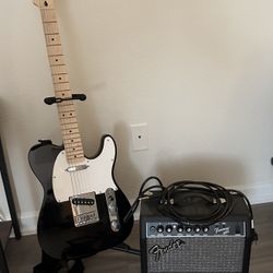 Squire Electric Guitar + Carry Bag + Stand + Amp