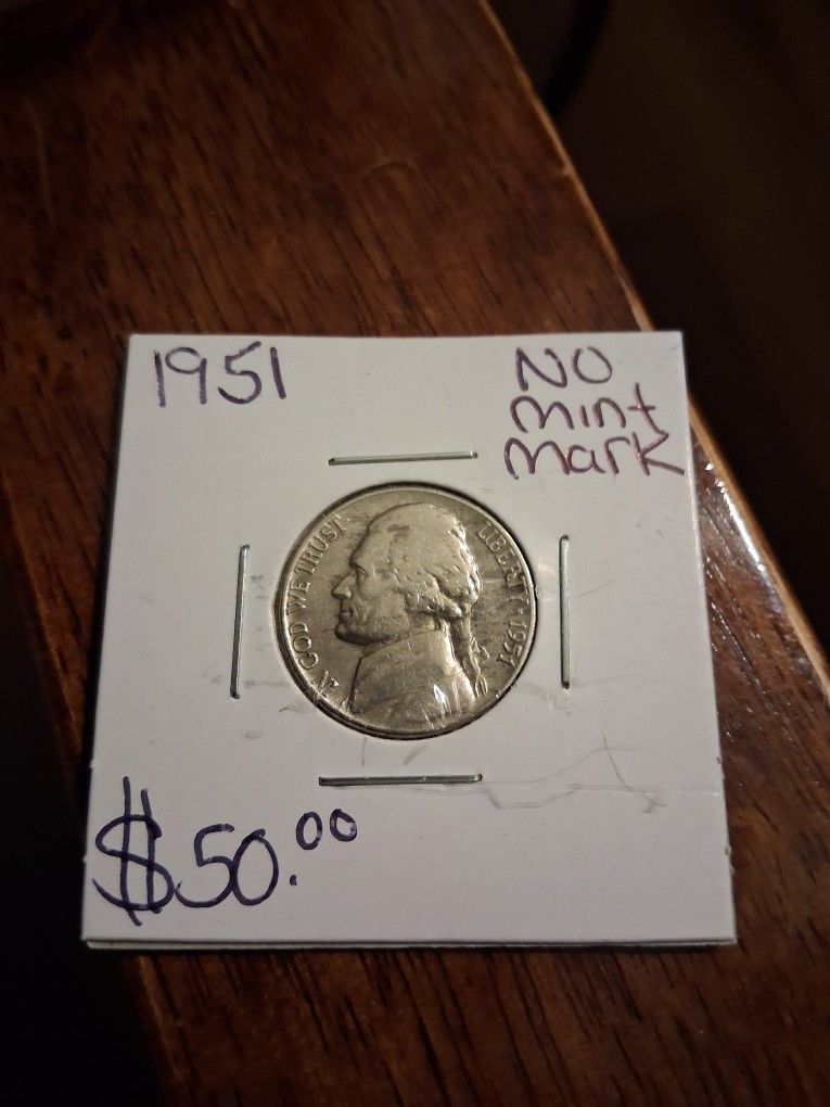 1951 NICKLE NO MINT MARK VERY FINE CONDITION FIRM $50