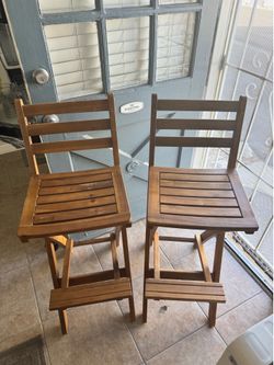 Set of 2 - Foldable High Top Wooden Chairs