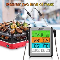 Meat Thermometer Dual Probe Food Thermometer for Cooking Digital Oven Kitchen BBQ Grill Touch Screen Thermometer with Alarm Mode Gift for Women Men