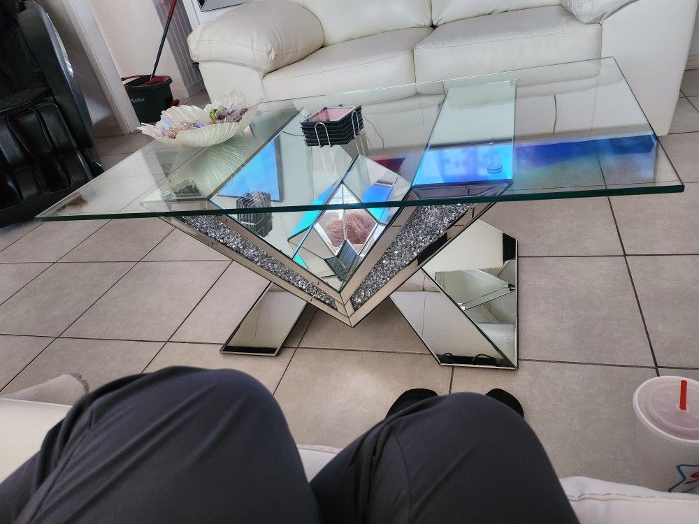 Coffee Table De Vidrio Y Espejo