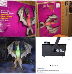 Halloween Home accents 8ft wyvern dragon animatronic free 400W froggy’s Fog machine