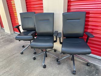 (3) COMMERCIAL ERGONOMICS TASK LEATHER CHAIR (ADJUSTABLE HEIGHT/ARM REST/SEAT