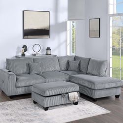 Brand New Comfy Corduroy Sectional Set 