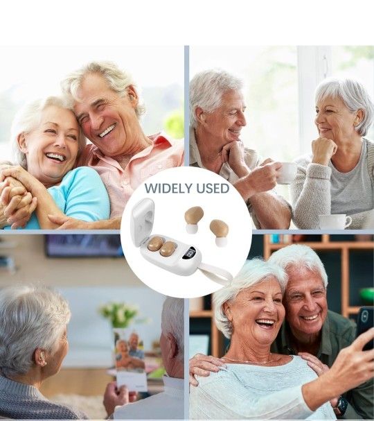 Hearing Aids for Seniors, Rechargeable Hearing Aid with Noise Cancelling for Adults, Invisible Hearing Amplifiers with Charging Box, Easy to Carry