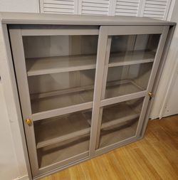 IKEA Havsta Cabinet Glass Doors and Shelves Dark Gray Storage