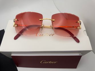 Cartier Red/Gold 24K Buffs Buffalo Horn Wires Glasses
