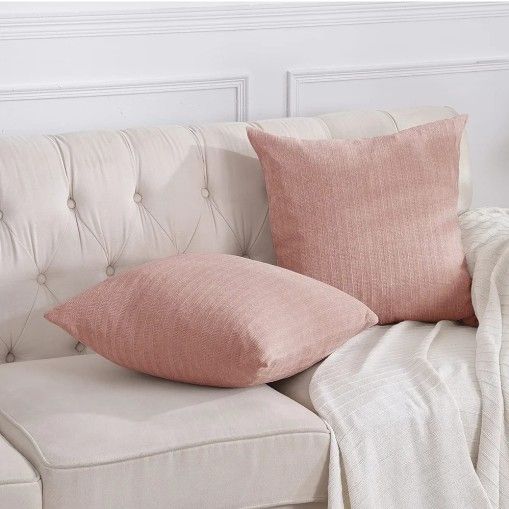 2 Pink Couch/ Bed Throw Pillow Cover