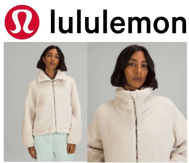 Lululemon Cinchable Sherpa Fleece Zip-Up in white opal size M