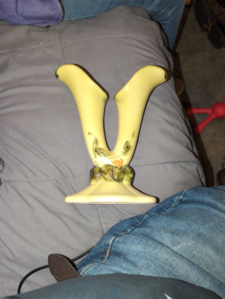 1950s Hull Pottery Woodland Double Bud Vase Green With Pink Floral