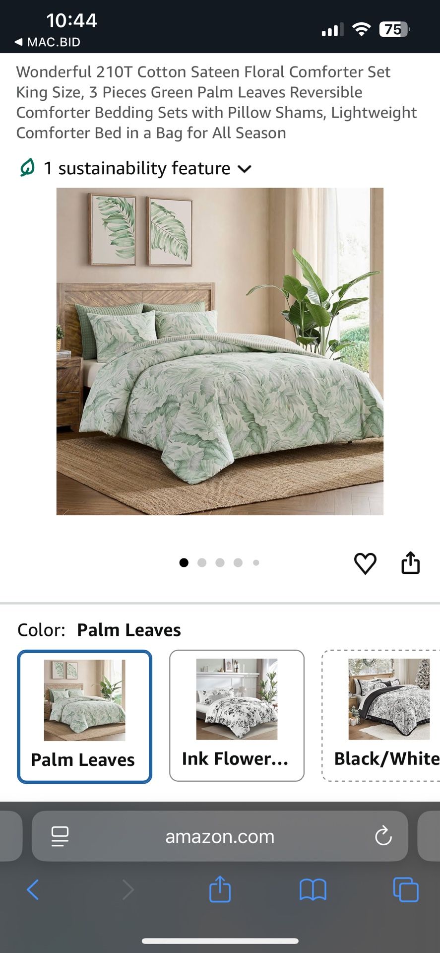 Wonderful Cotton Sateen Floral Comforter Set. King Size. 