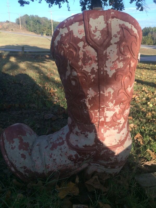Large 19" Concrete Cowboy Boot Planter