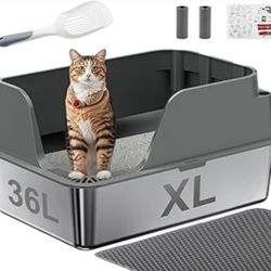 XL Side Opening Splash-Proof & Leak-Proof Seamless Seal, Ellenpent Large Capacity, Cat Litter Box with Lid
