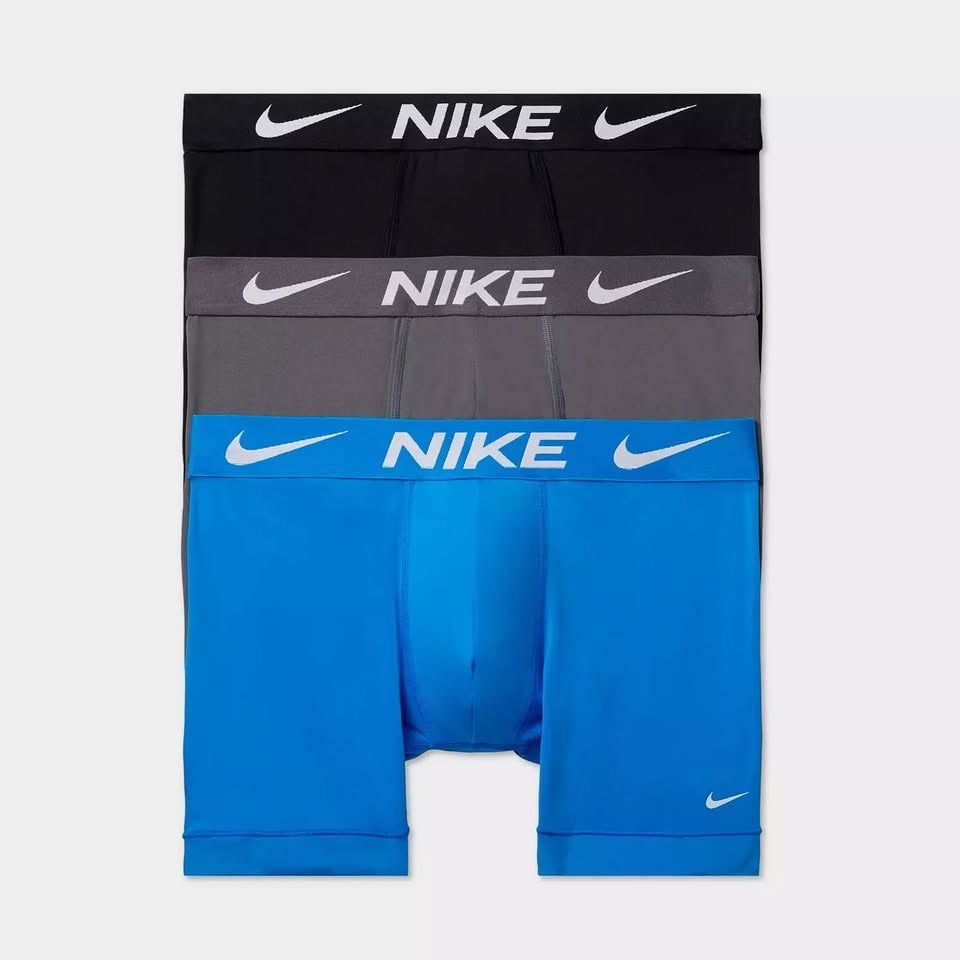 Men's Nike Dri-FIT Essential Micro Boxer Briefs (3-Pack) - Blue Gray Black - Small, Medium
