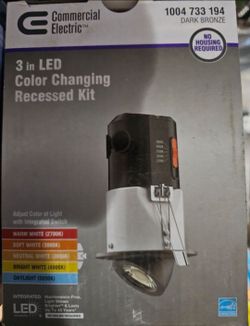 Commercial Electric 3" LED 2700K-5000K Baffle Cieling Can Light In Dark Bronze