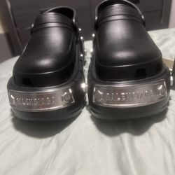 Black Platform Clog Sandals Slip On Chunky Casual Garden Shoes Unisex size E45