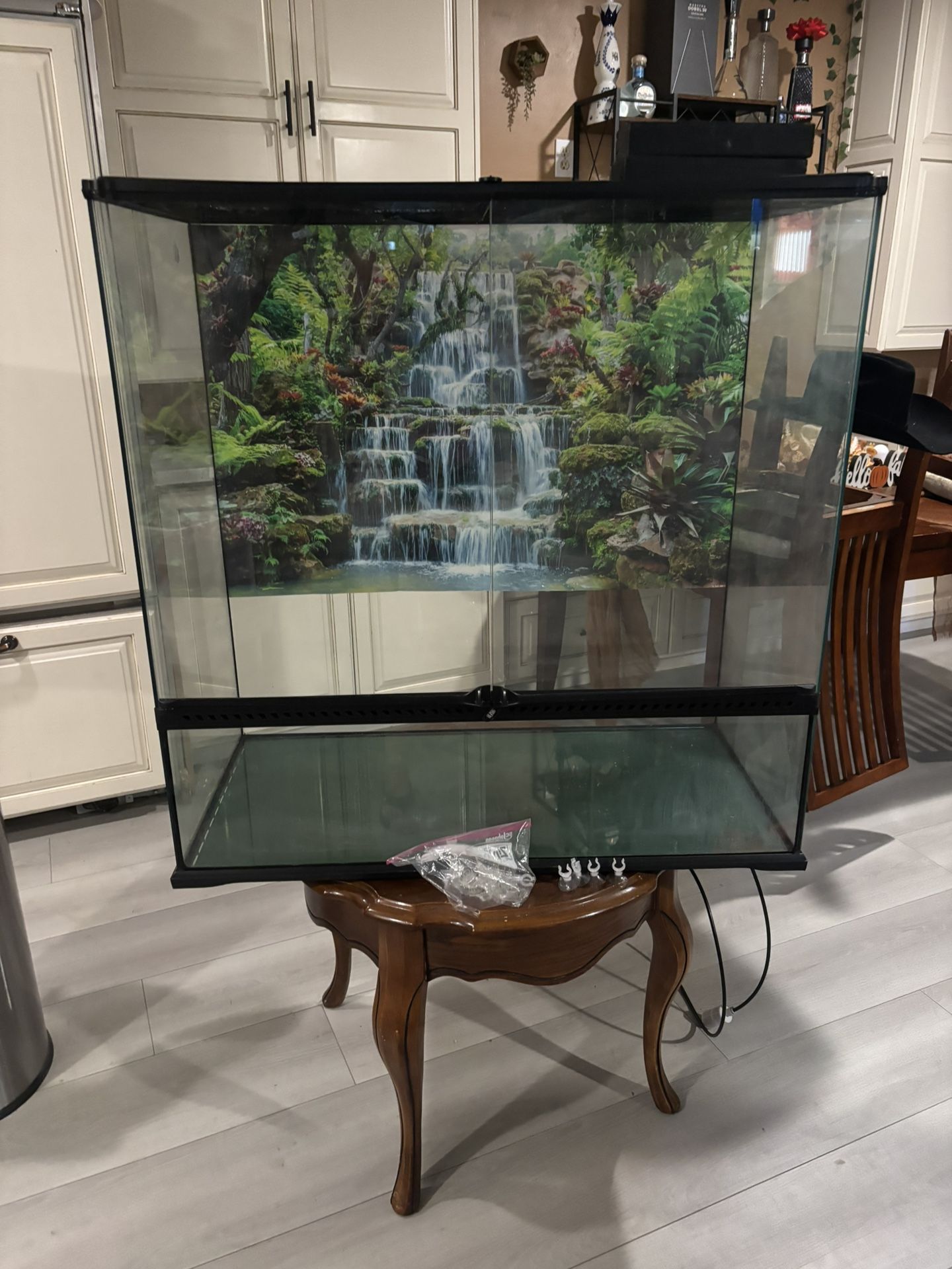 Reptilian Tank, Glass With Top Ventilation With Table Stand