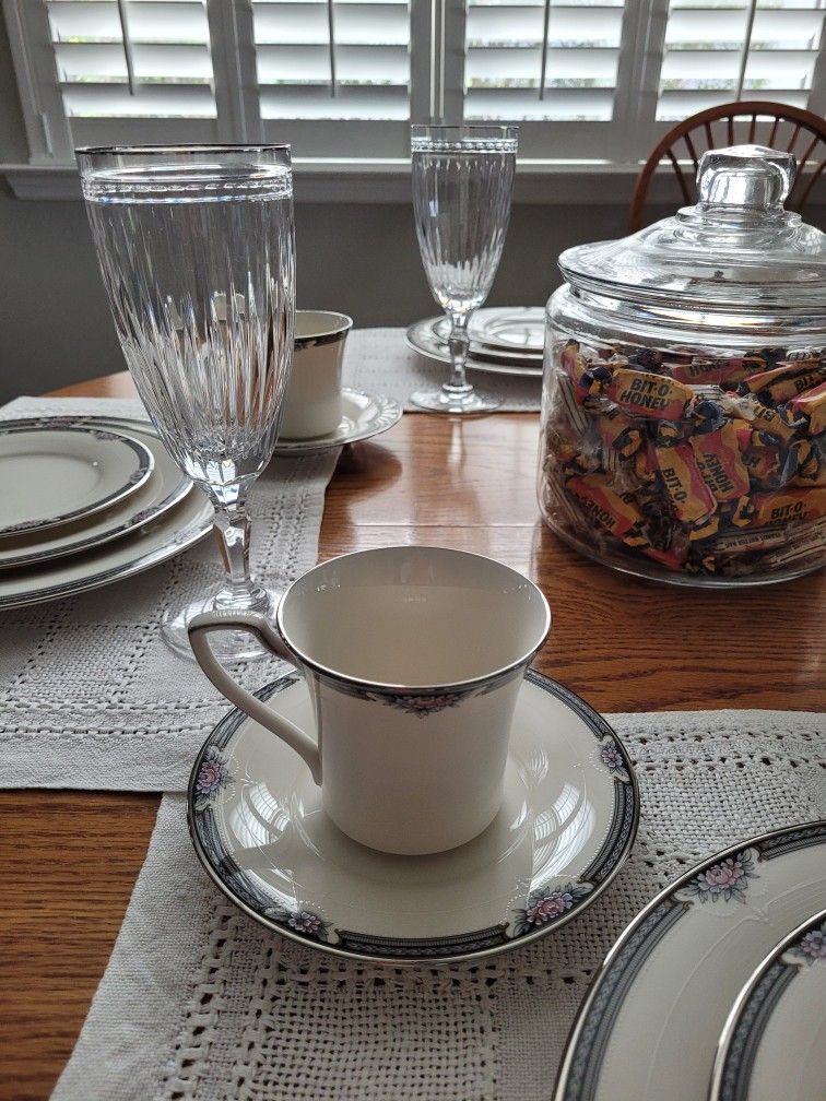 Noritake Halifax China and Hanover Platinum by Waterford Crystal