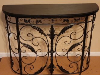 Wrought Iron Demilune Console Table