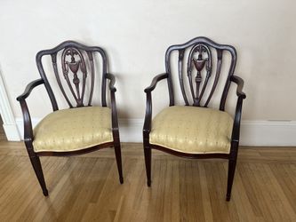 Antique 19th Century Pair of Mahogany Shield Back Armchairs