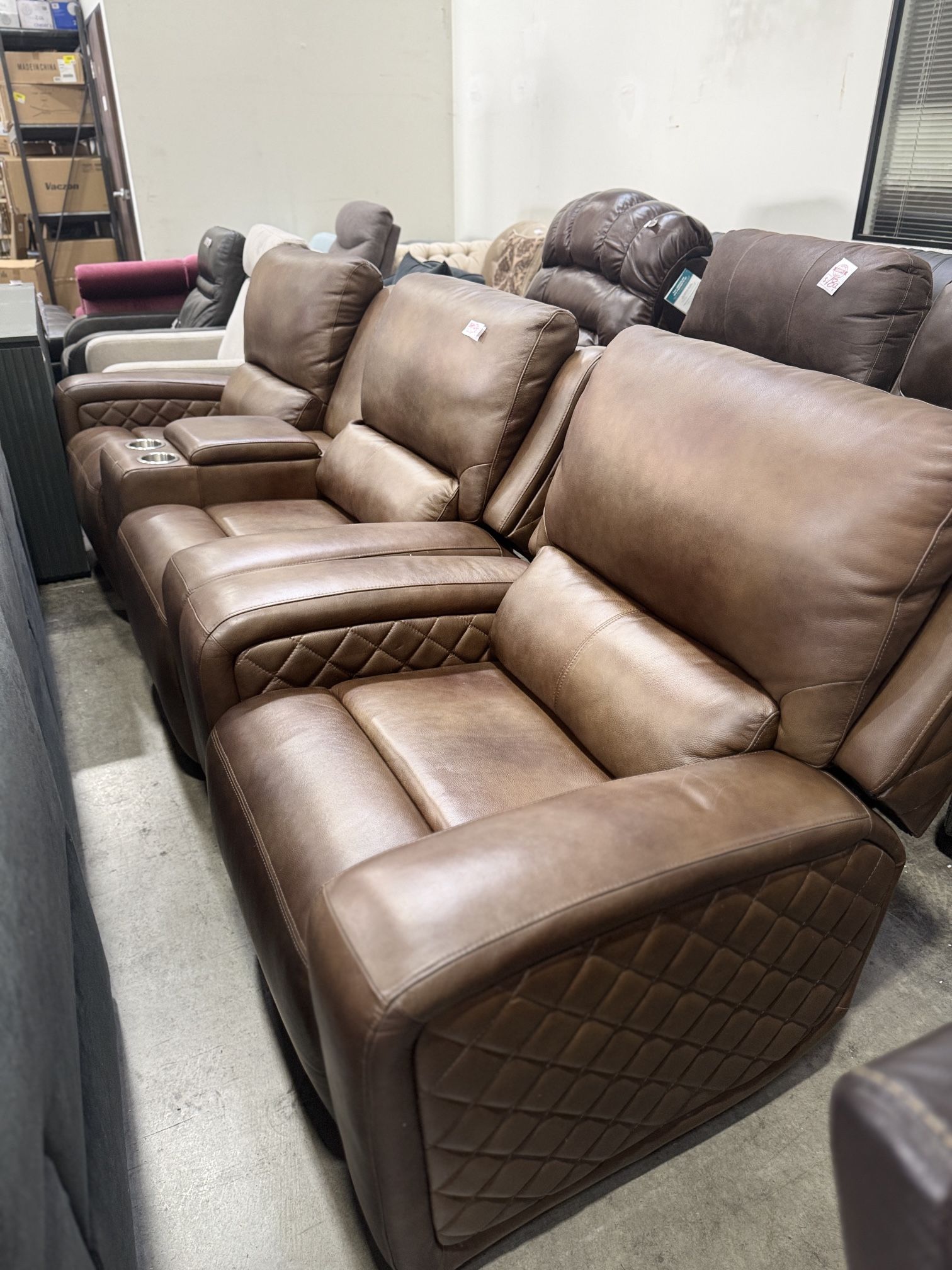 Raymond Leather Power Reclining Loveseat + Power Recliner $850/2pcs