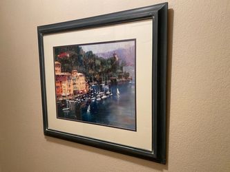 Framed Harbor Cityscape Art Print