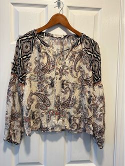 Kingston Grey Paisley Print Boho Blouse  women’s Size M - clothes