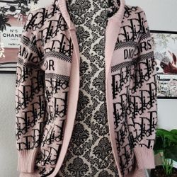 Pink & Black Hooded Sweater Cardigan Jacket