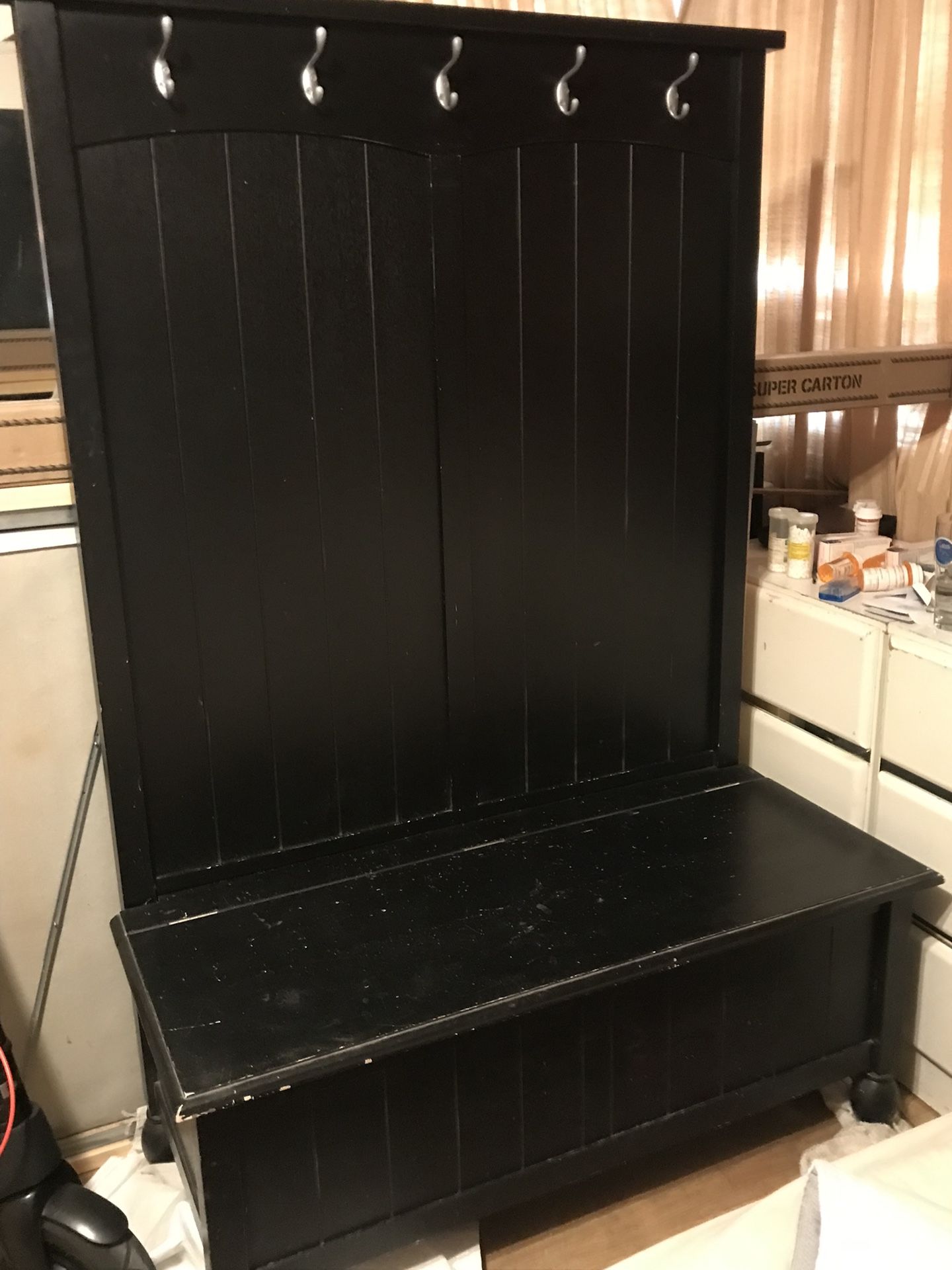 Hall Tree With Bench And Storage & UHangers .Console