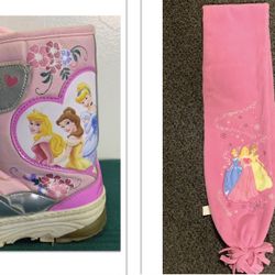 Disney Princess light up toddler girl size 6 winter snow boots and scarf - $8 