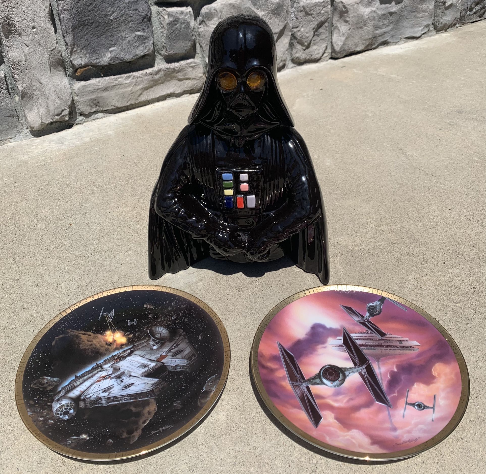 Vintage Star Wars Ceramic Darth Vader Light Hamilton Collection Plate Lot Kenner Action 1977 Figures 1981