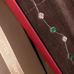 14k White Gold  Clover Bracelet 