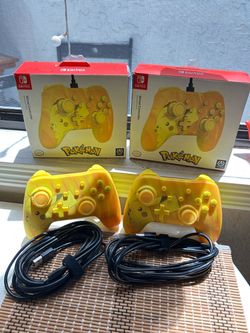SET (2) Pikachu Nintendo Switch Wired Controllers