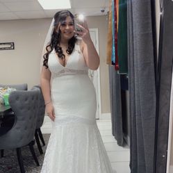Wedding Dress With Small Halo Train