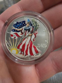 1999 American Eagle Silver Dollar colorized