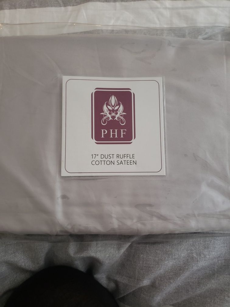 4 sided gray crib skirt 17 inch drop