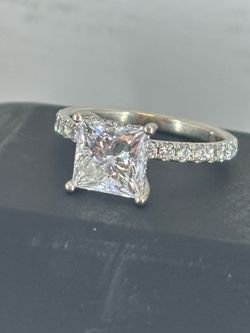 Valentine’s 14k White Gold IGI 2.35 Carat Princess Cut Diamond Engagement Ring