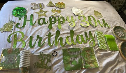 30th birthday party decoration bundle Green/Gold new in package