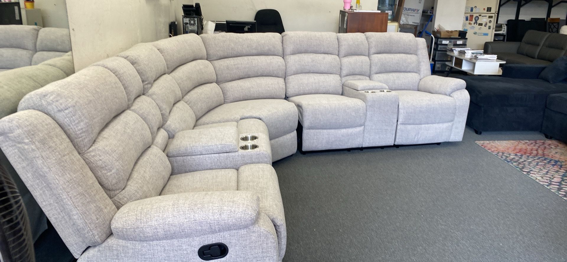 New 116x116 Fabric Recliner Sectional Couch / Free Delivery