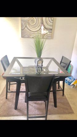 Black wooden glass table