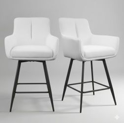 Set of 2 Fabric Swivel Counter Stools - WHF (We Have 2 Sets Available - Price is Per Set)