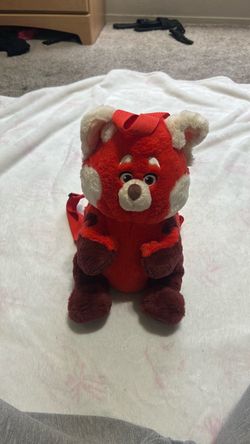 Red mei panda plush backpack