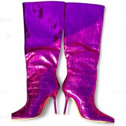 Women’s Pink Croc Embossed Boots
