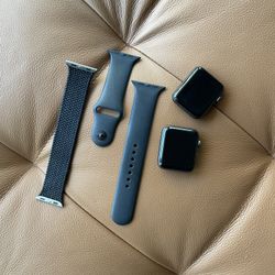 TWO Series 3 42mm aluminum + cellular Apple watches + Bands