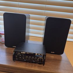 Moukey Passive Bookshelf Speakers and Amplifier