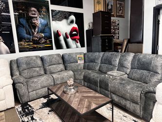 Beautiful velvet reclining sectional! 🛋️❤️🔥